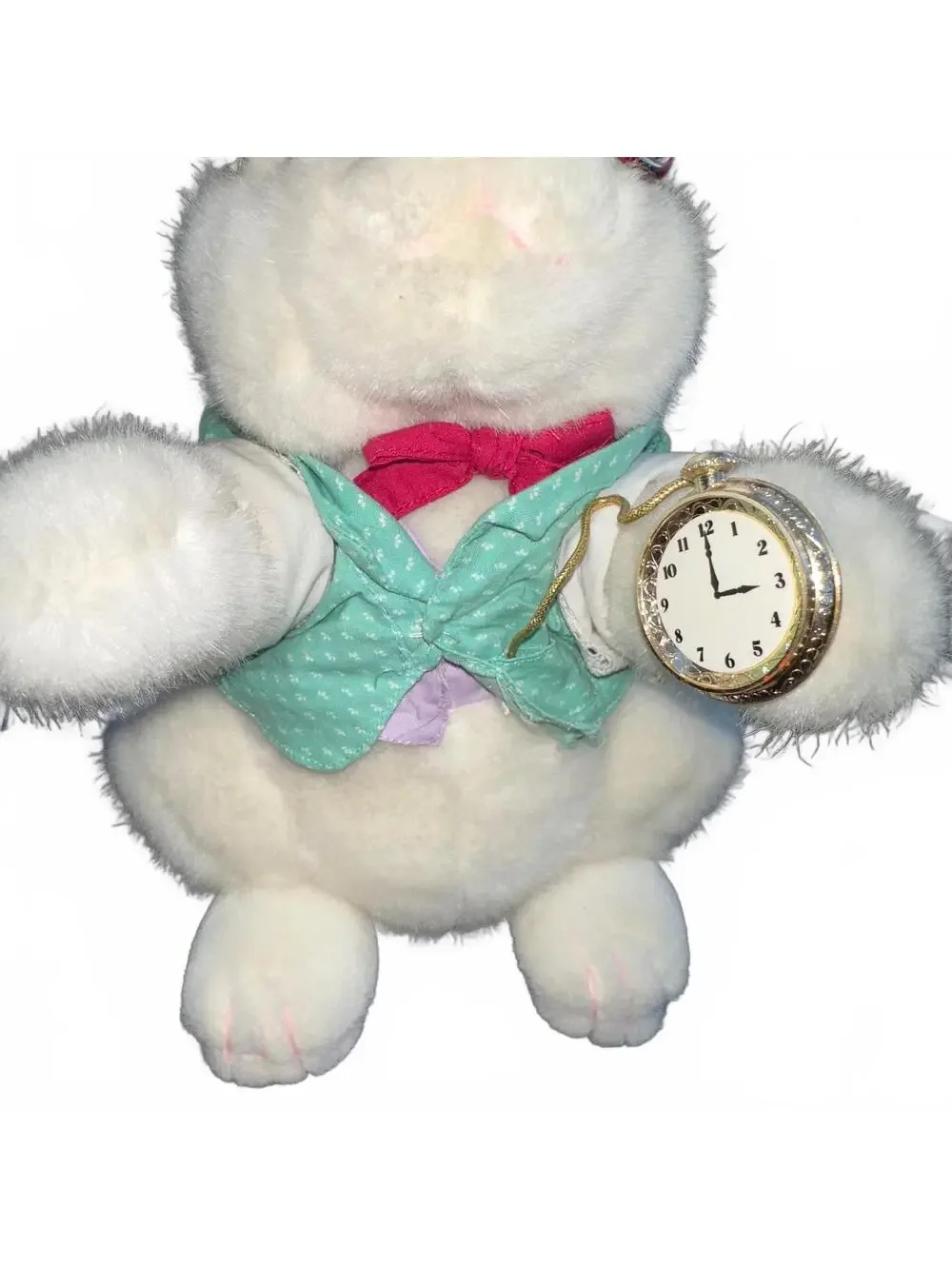 White Rabbit Plush Toy Alice Wonderland Stuffed Animal Vintage 90s